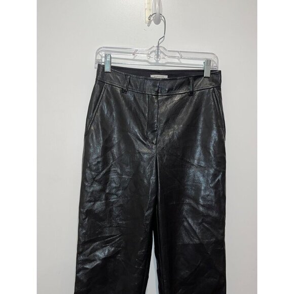 Babaton Black High Rise Faux Leather Straight-Leg Pants Women's Size 4 - Picture 3 of 11